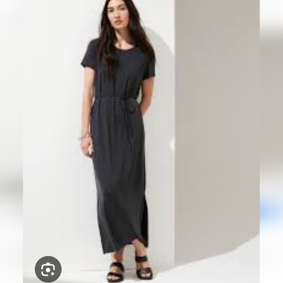 BANANA REPUBLIC Sandwash Maxi T-Shirt Dress With Side Slits Modal Blend XL - Picture 1 of 8